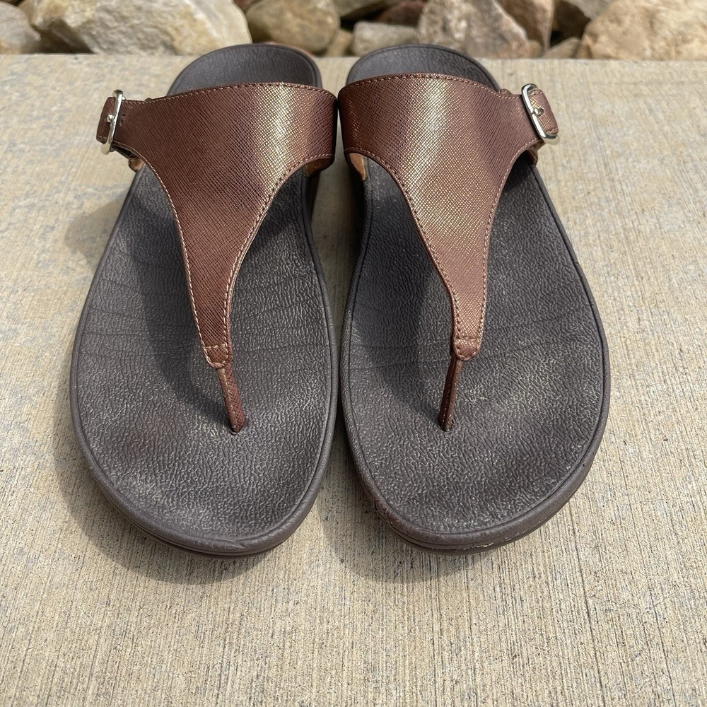 FitFlop Women's Lulu Bronze Brown Sandals Size 8 Toe-Post Thongs Flip Flops
